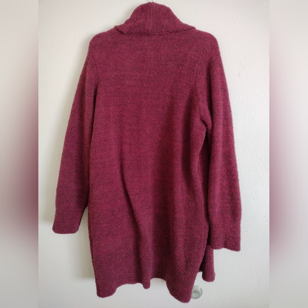 Barefoot Dreams CozyChic heathered red long open cardigan pockets size Medium - Picture 11 of 11